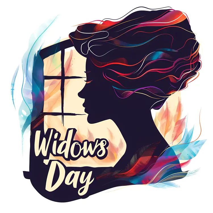 Widow's Day Silhouette with Colorful Hair