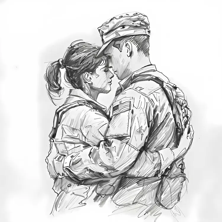 Military Couple Embracing
