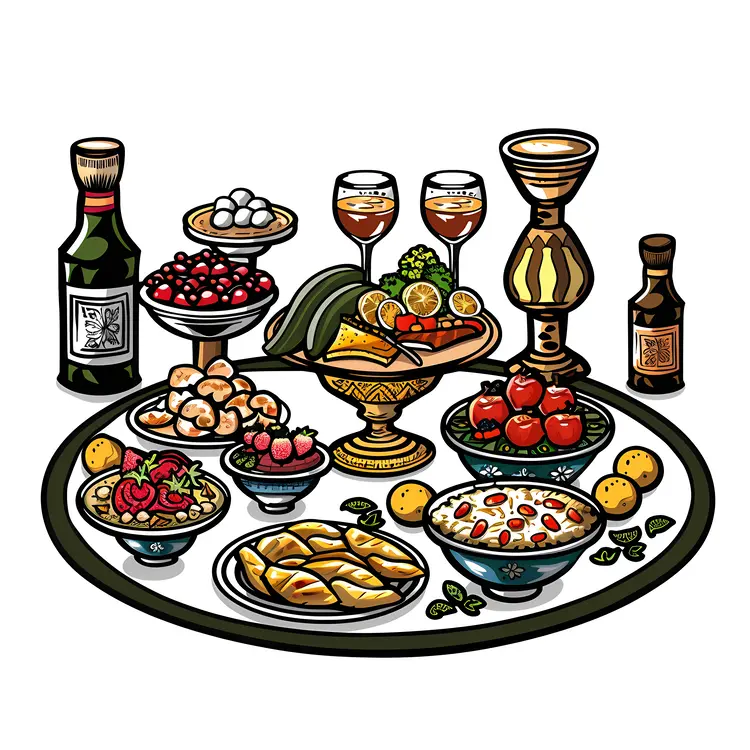 Festive Food Platter with Fruit and Bread