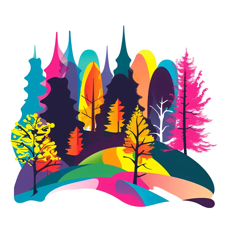 Vibrant Abstract Forest Illustration
