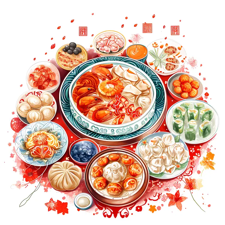Assorted Chinese Food Feast