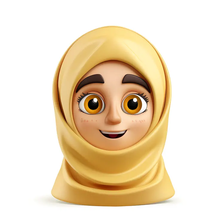 Cute Cartoon Girl in Hijab