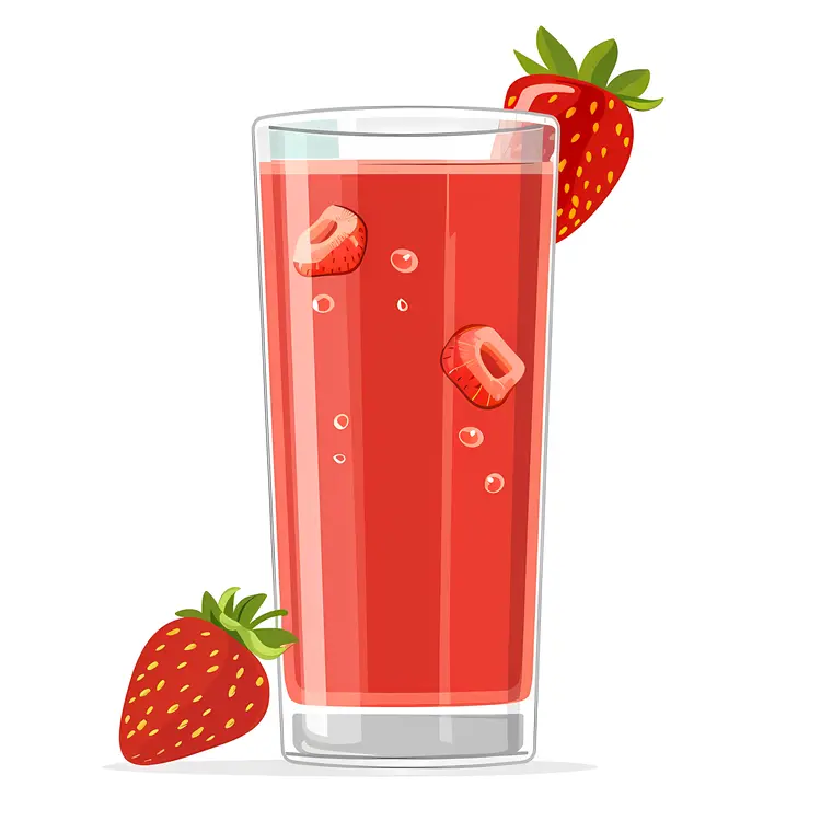 Strawberry Juice with Ice Cubes