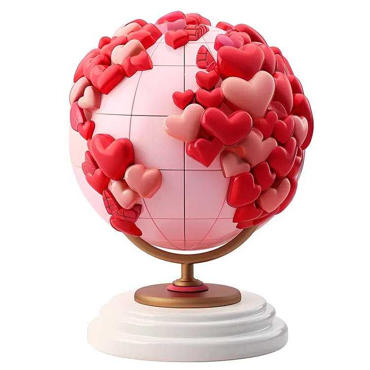 Heart Globe with Red Hearts