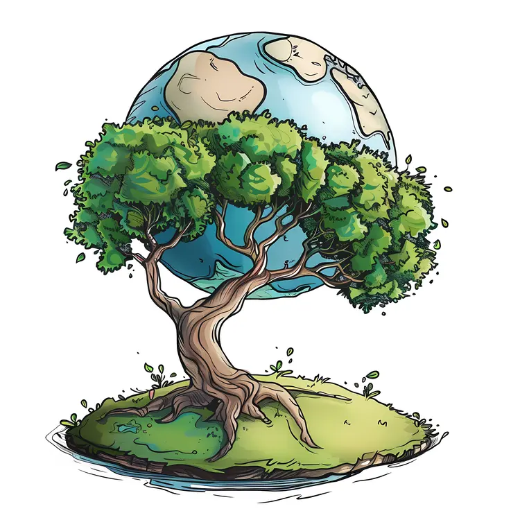 Earth and Tree Illustration