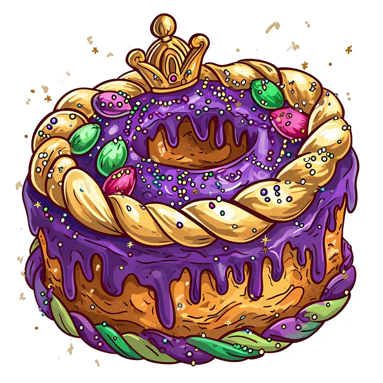 Purple and Gold Cake with Crown
