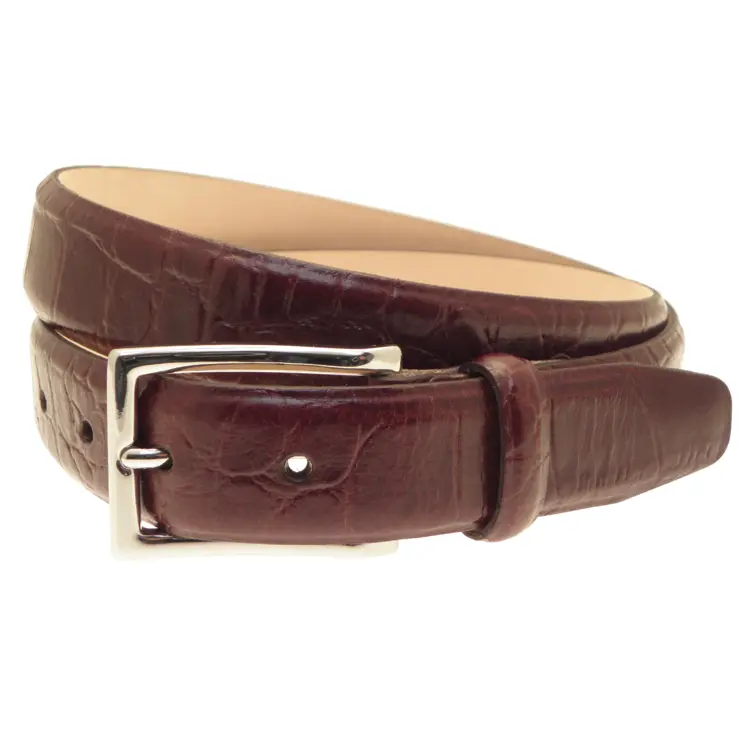 Brown Leather Belt with Silver Buckle