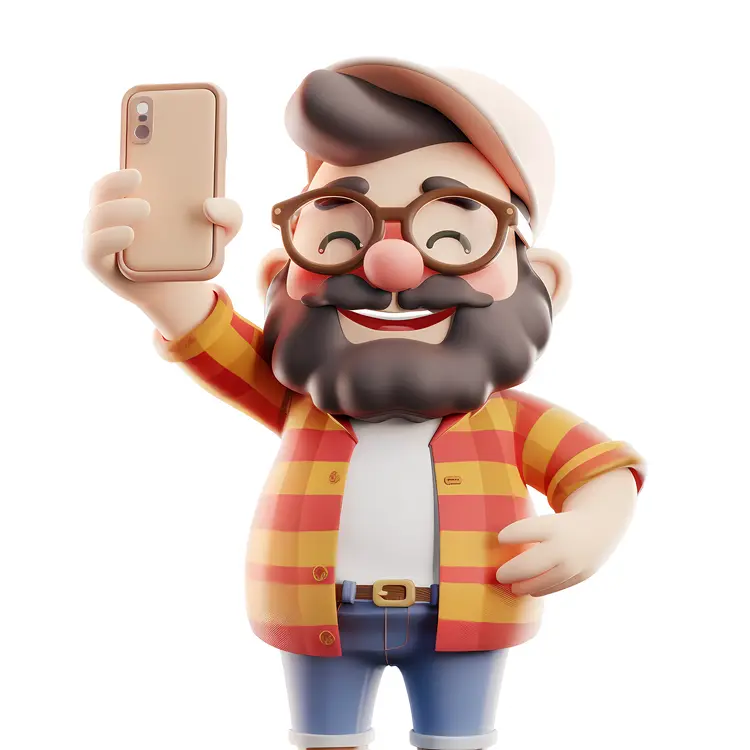 Bearded Man Taking Selfie