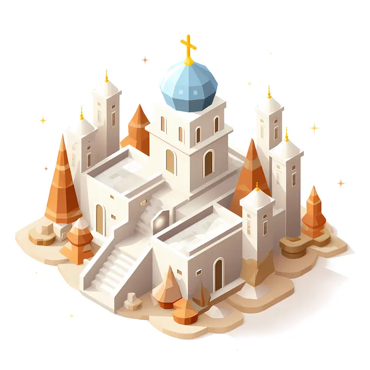Medieval Castle with Blue Dome
