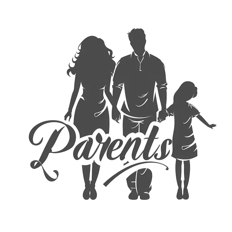 Silhouette of Parents and Child Holding Hands