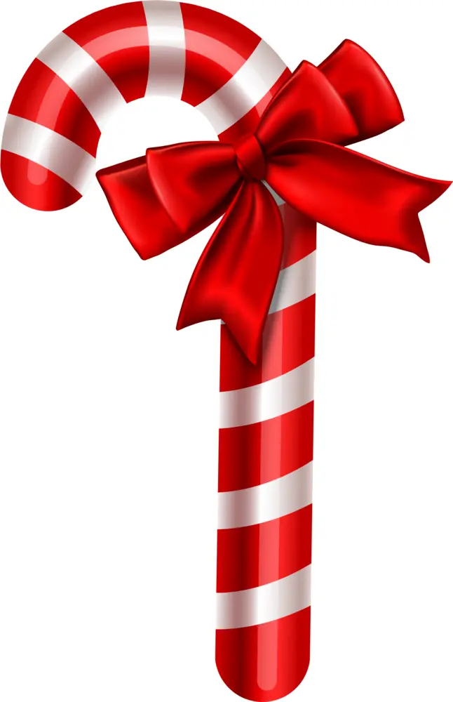 Classic Candy Cane with Red Bow for Christmas