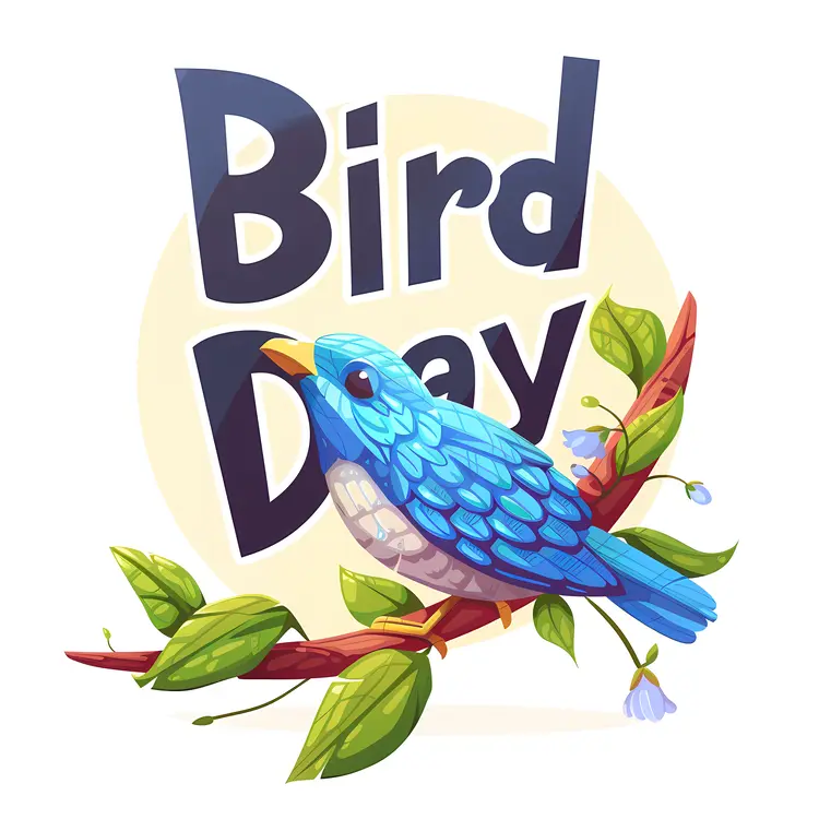 Blue Bird Illustration for Bird Day