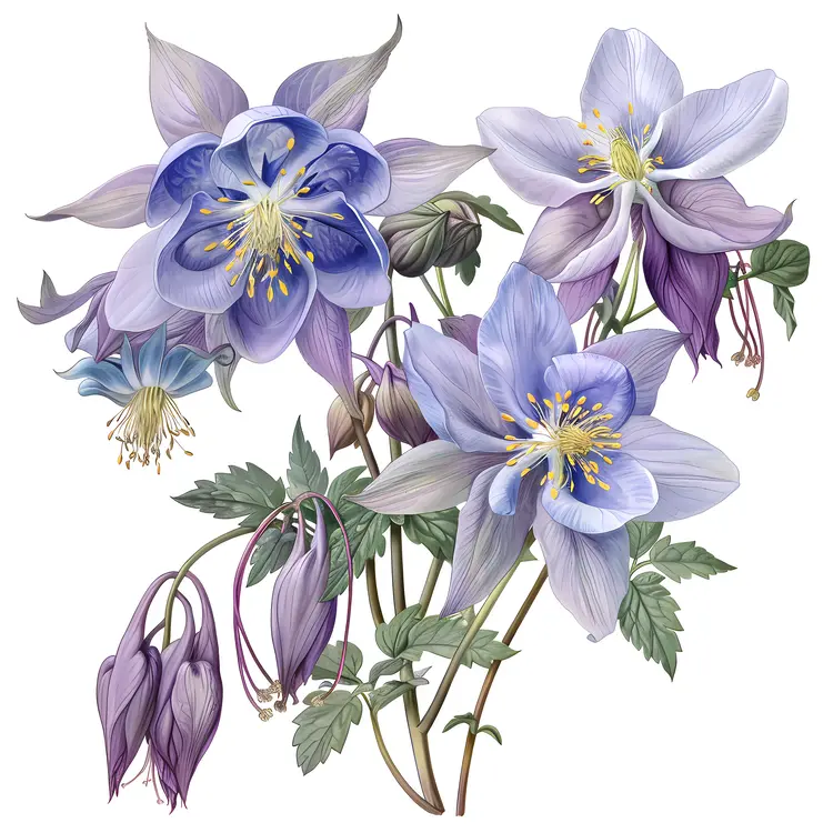 Purple and White Flowers Illustration