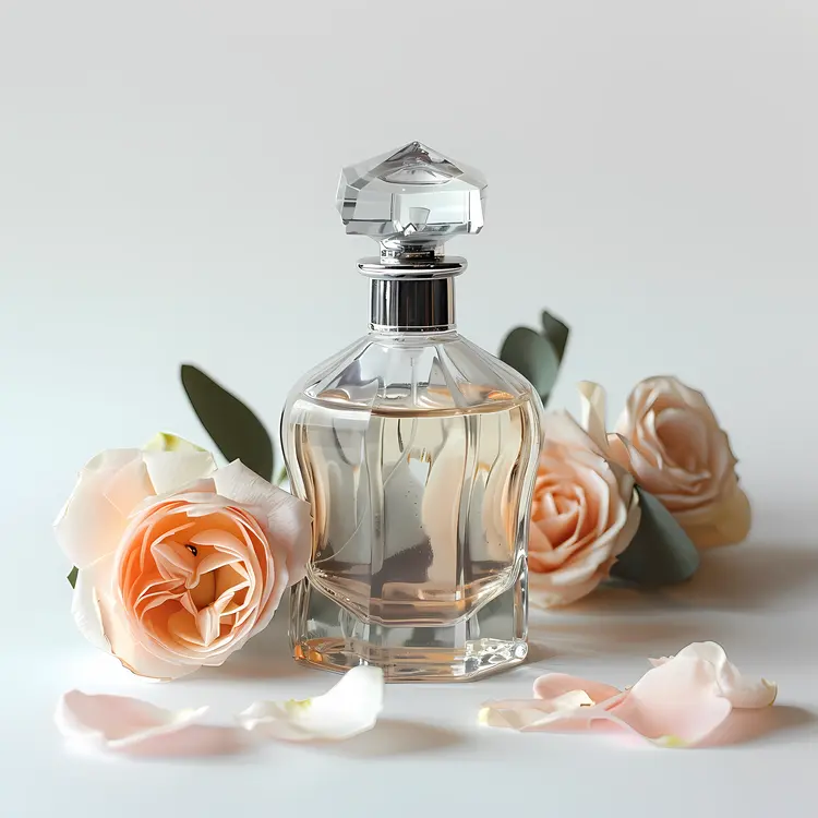 Elegant Perfume Bottle with Pink Roses