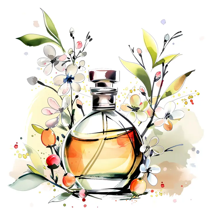 Elegant Perfume Bottle with Floral Design