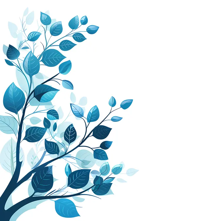 Blue Leaves Corner Design