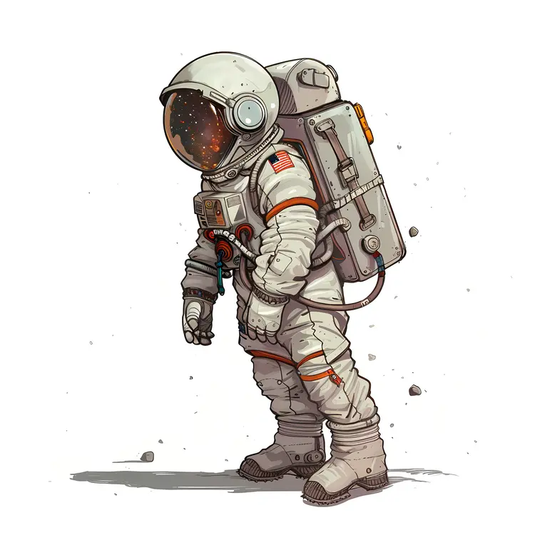 Astronaut in Space Suit with American Flag