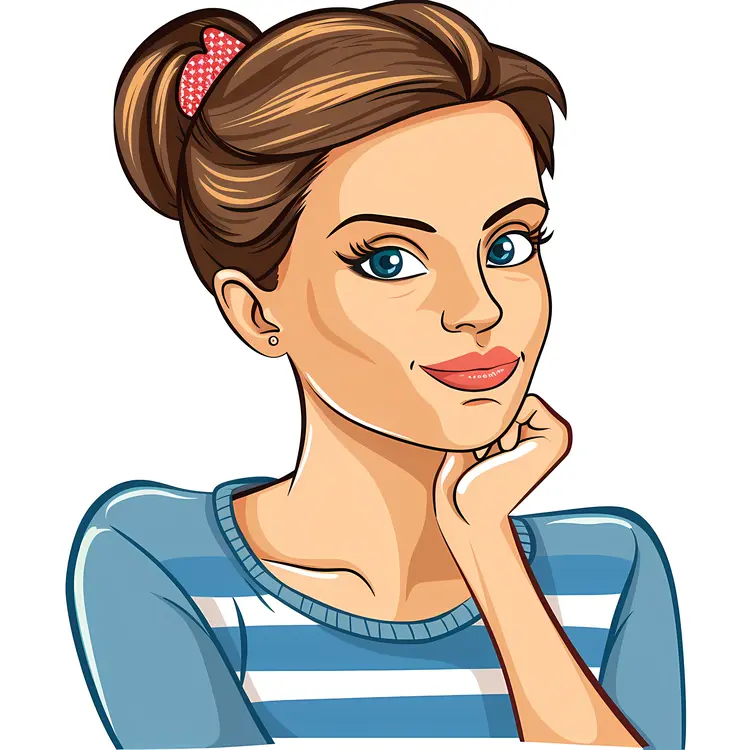 Woman in Striped Shirt Thinking