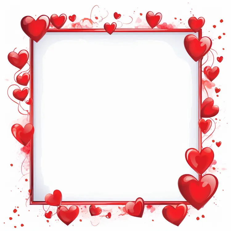 Square Frame with Red Hearts