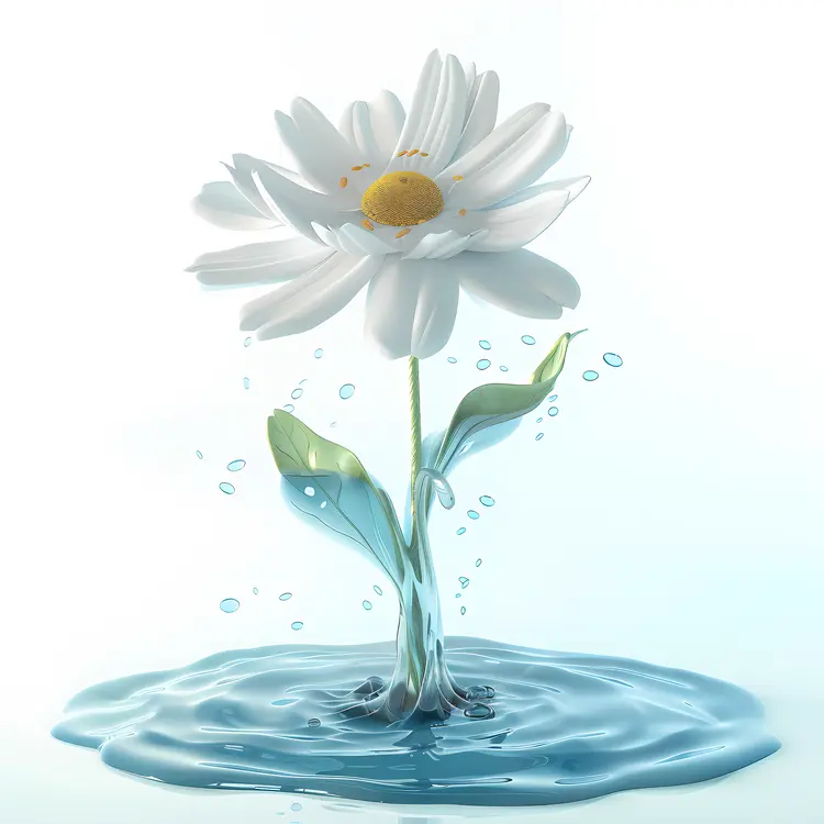 Daisy Flower Growing in Water