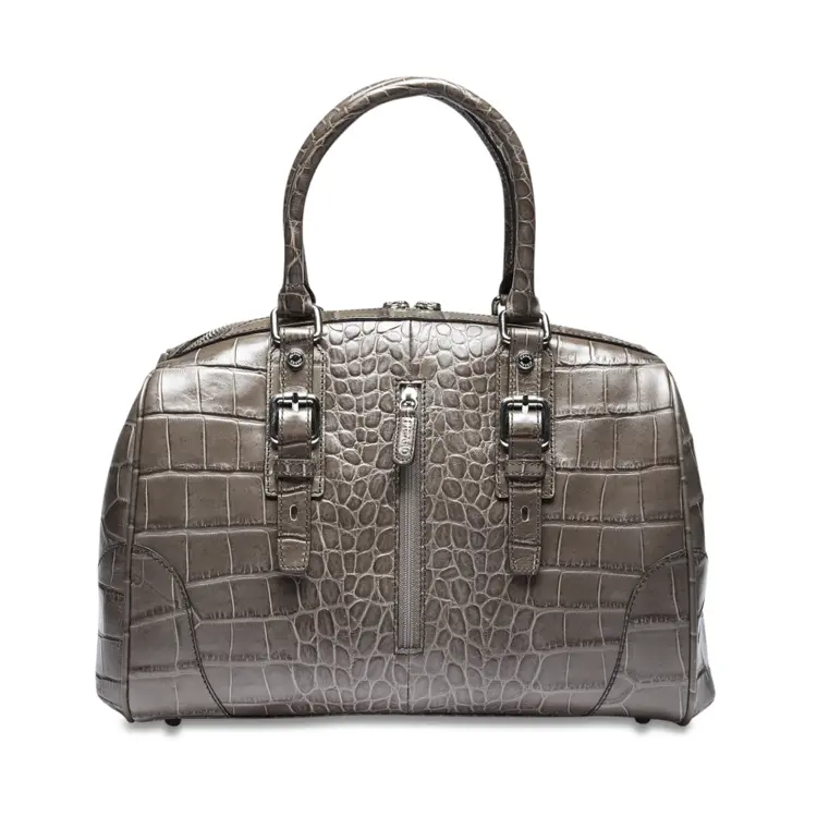 Chic Gray Leather Handbag