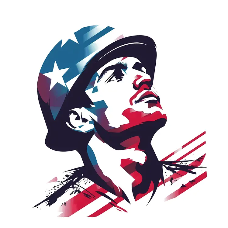 Patriotic Soldier Illustration with Stars