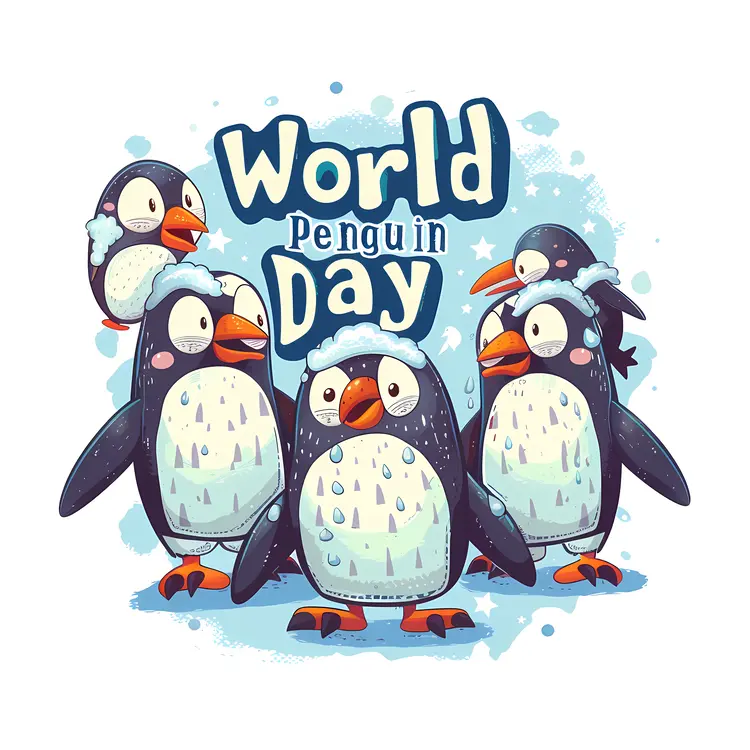 Group of Penguins Celebrating World Penguin Day