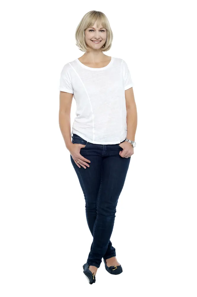 Smiling Woman in Casual Outfit