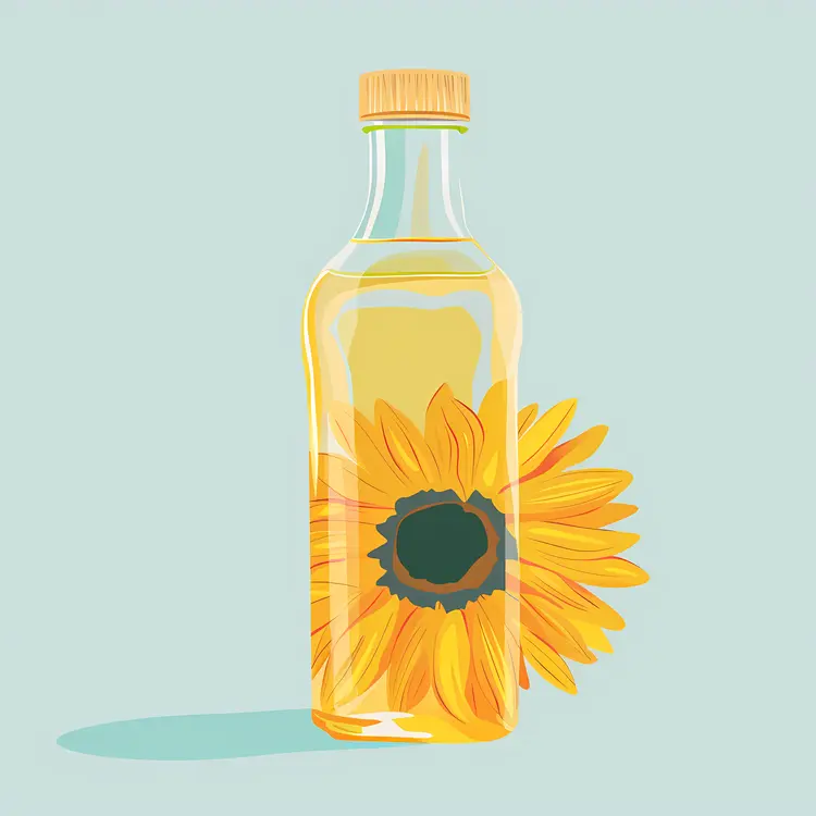 Sunflower and Oil Bottle Illustration