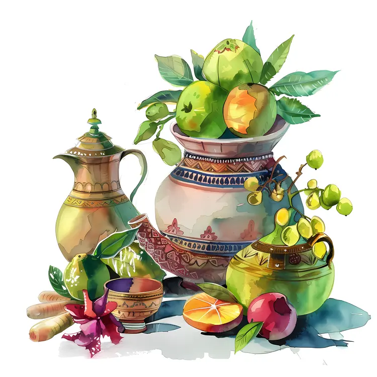 Traditional Pottery with Fruits