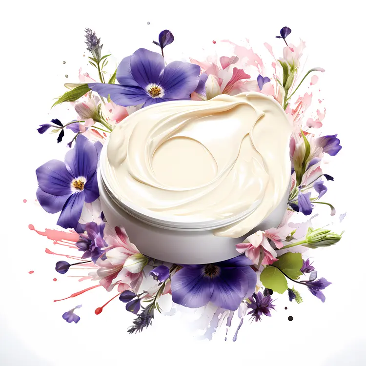 Cream Jar with Purple Flowers