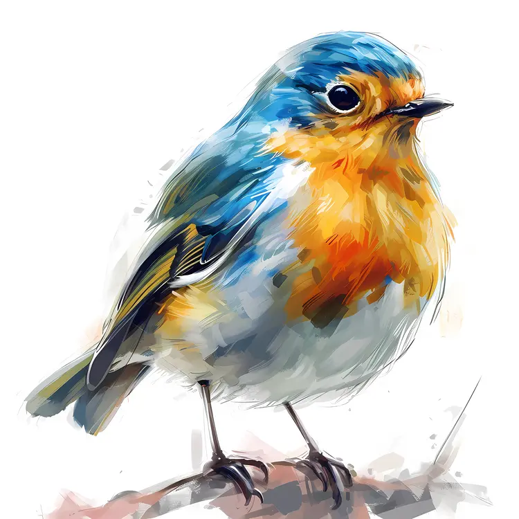 Blue and Orange Bird Illustration