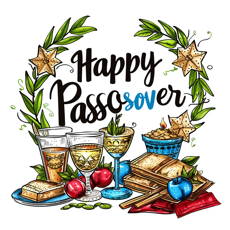 Happy Passover Celebration with Matzah and Wine