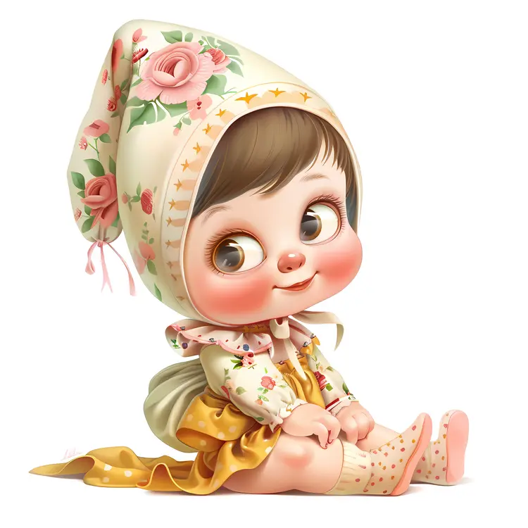 Smiling Baby in Bonnet