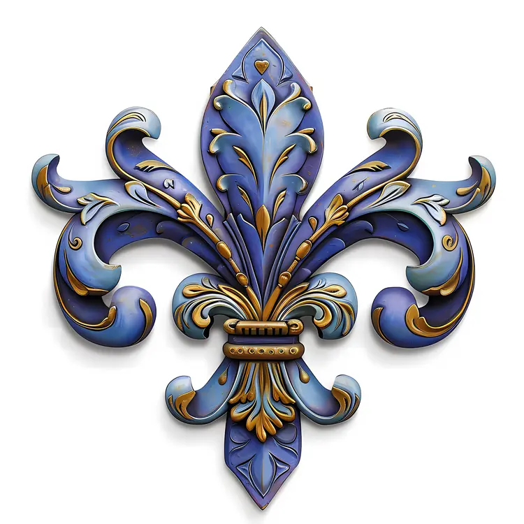 Blue and Gold Fleur-de-lis Ornament Design