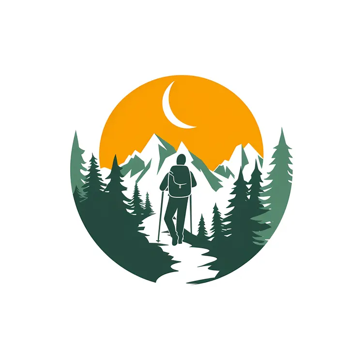 Hiker in Night Mountain Landscape