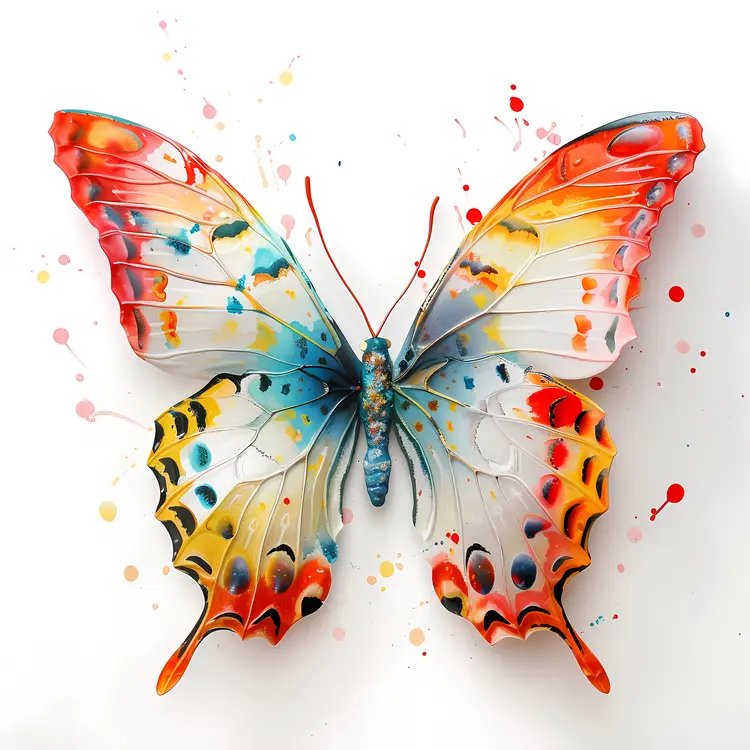 Colorful Butterfly with Splashes of Paint