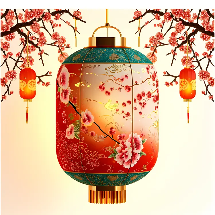 Floral Red Chinese Lantern
