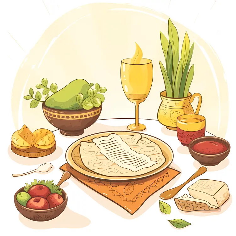 Dining Table with Bread and Wine