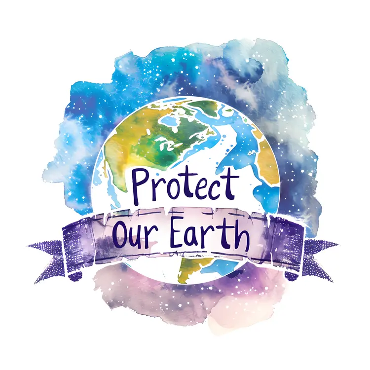 Protect Our Earth with Watercolor Background