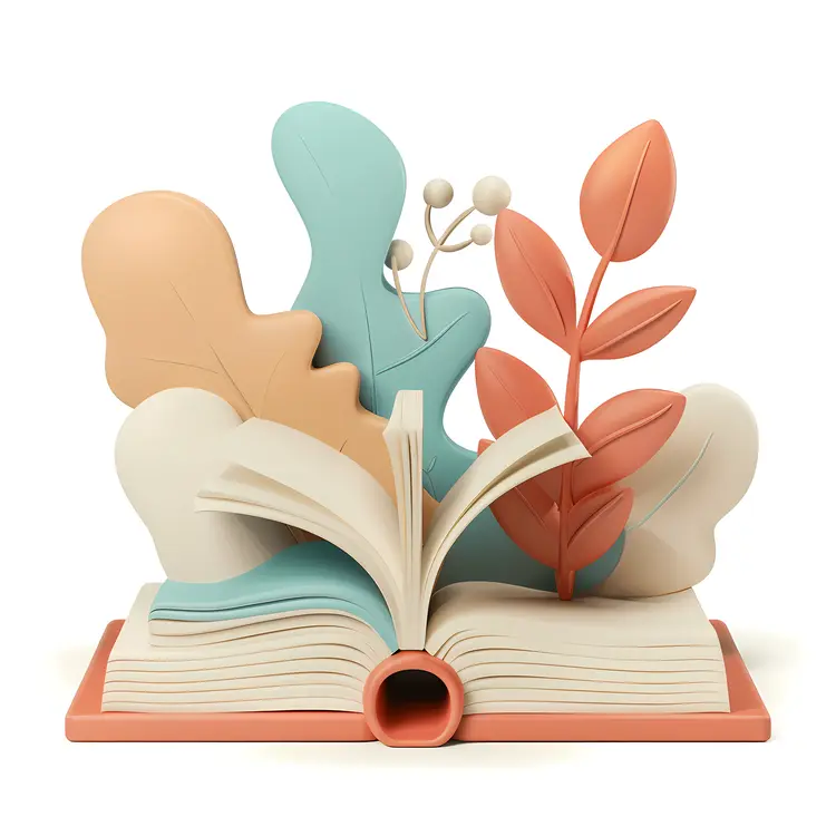 Open Book with Abstract Leaves