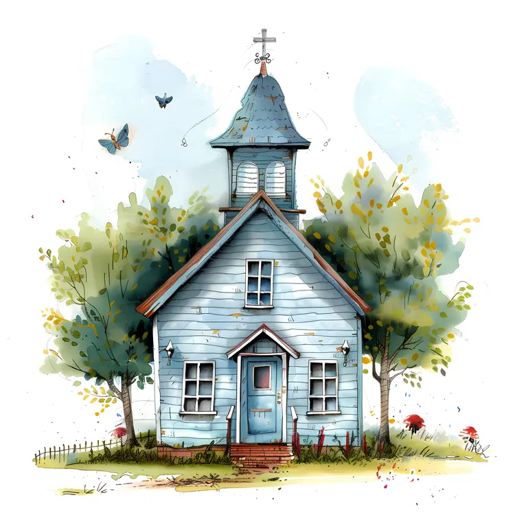 Vintage House with Trees