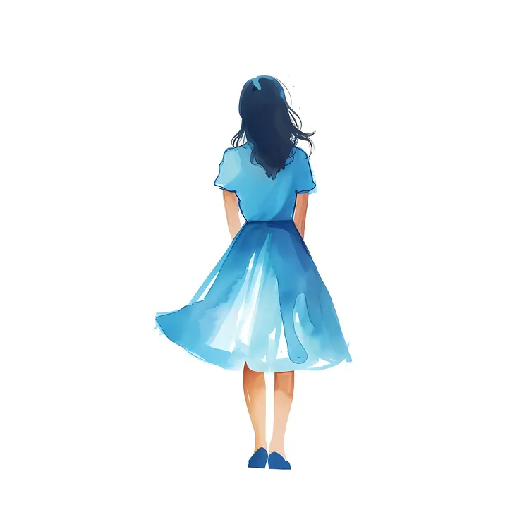 Simple Blue Casual Dress