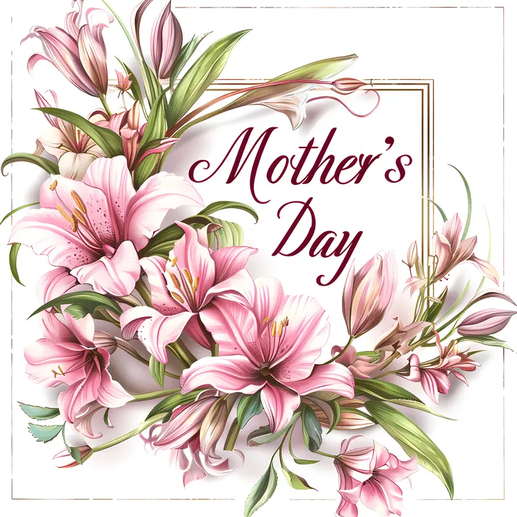 Mother's Day Card with Pink Lilies