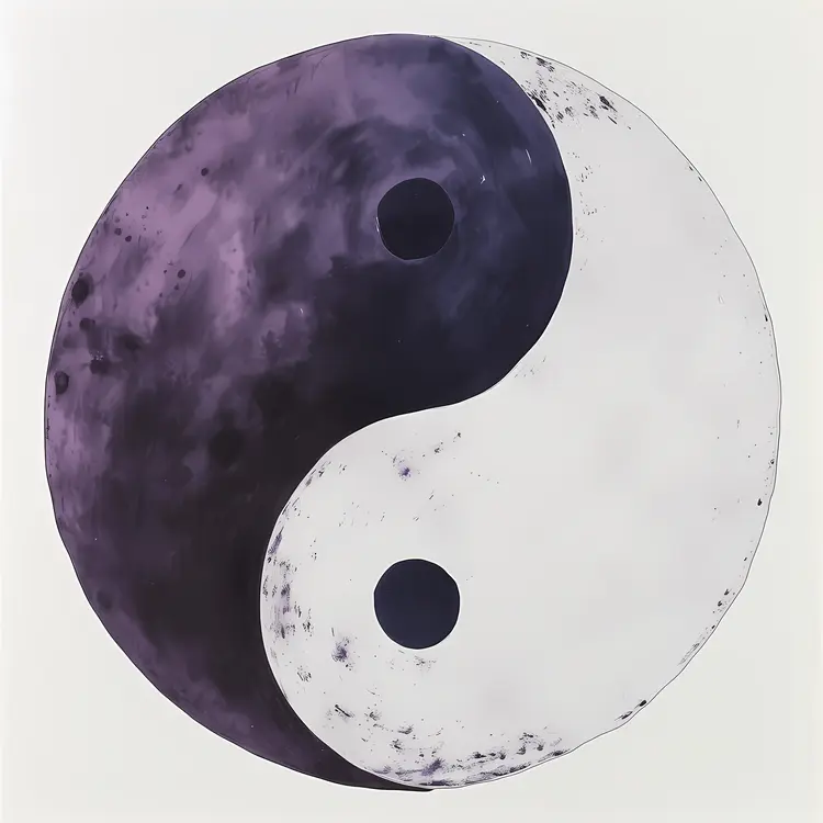 Dark Purple and White Yin Yang Symbol