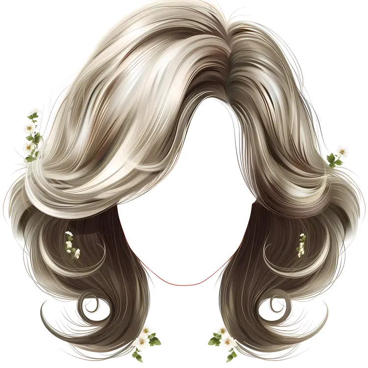 Elegant Wavy Hairstyle with Flowers