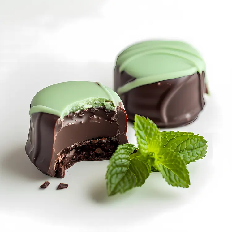 Mint Chocolate Truffles with Fresh Mint