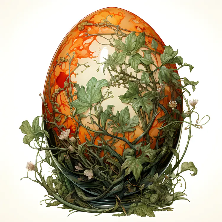 Decorative Egg with Vines for Easter