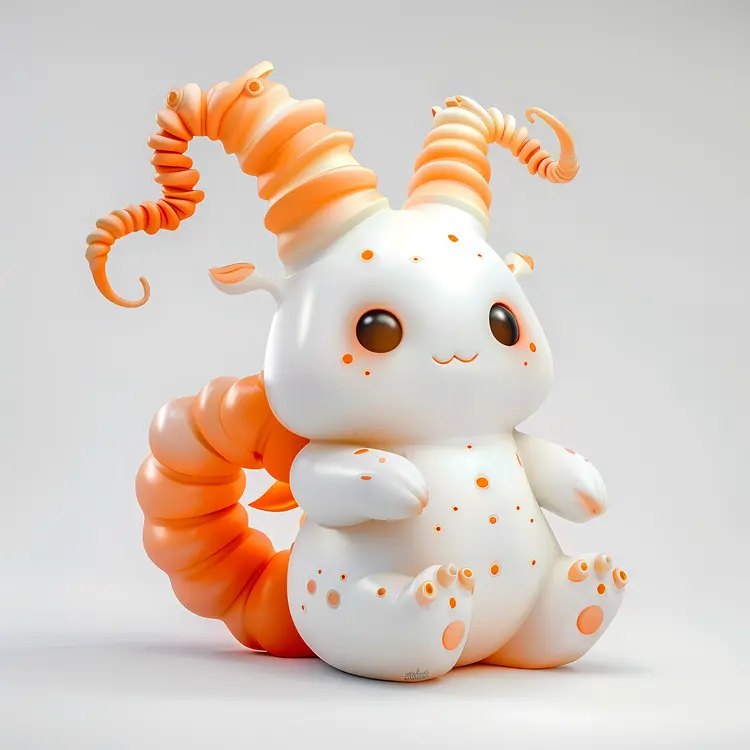 White and Orange Cute Creature with Horns
