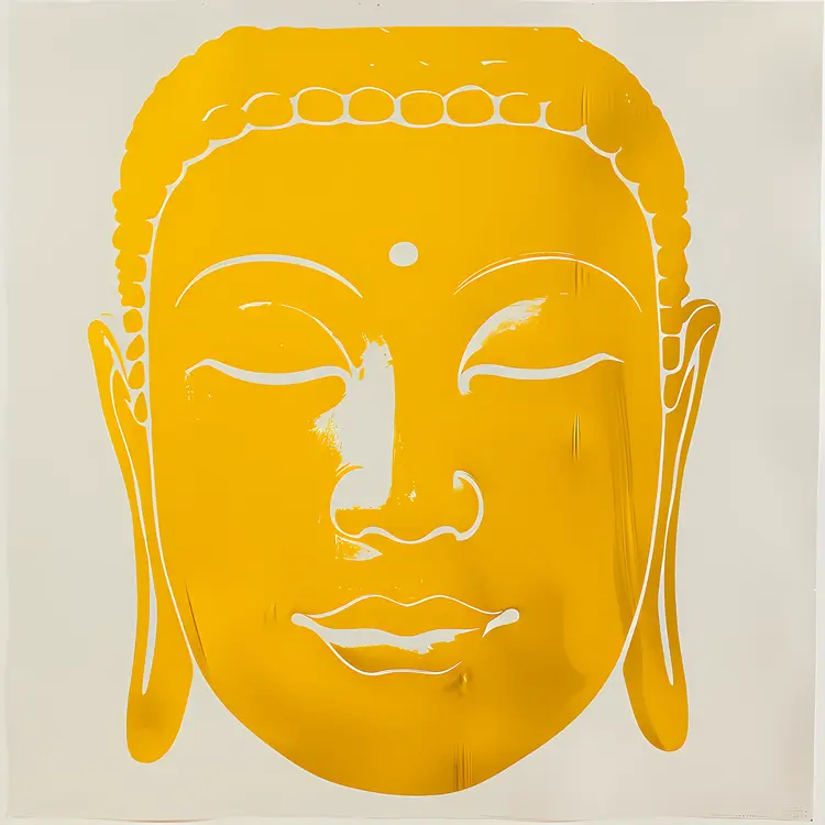 Yellow Buddha Face Illustration